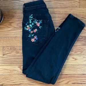 💙 Top shop Embroidered Sequence Moto Jeans Size 26